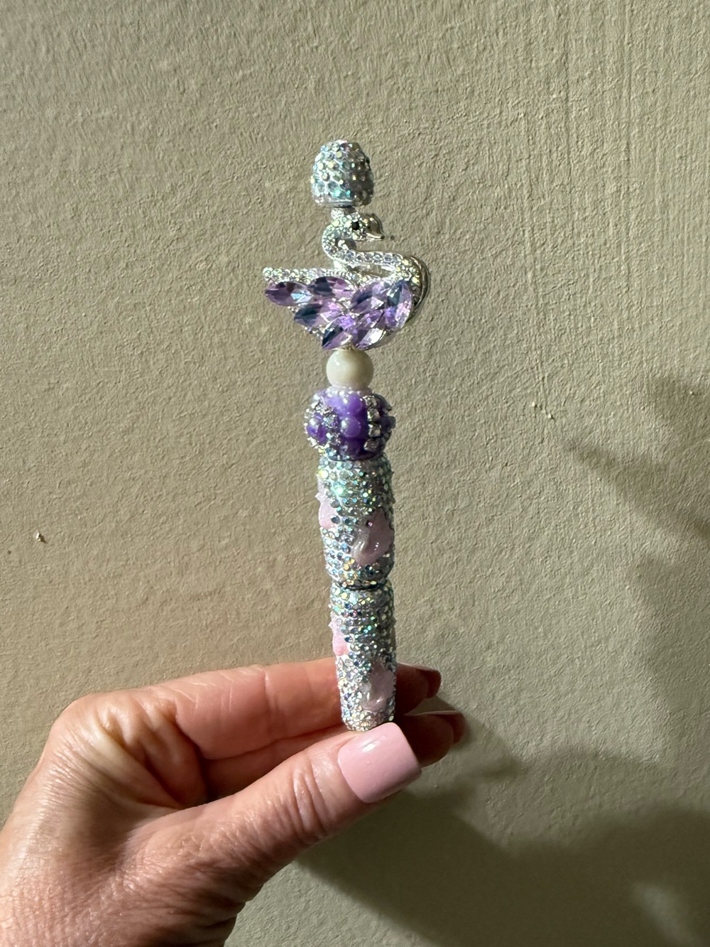 Handcrafted Purple and Silver Decorative Pen - Elegant Home Office Accent